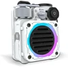 Kompiuterio kolonėlės Muzen cyber-cube bluetooth kolonėlė maža, nešiojama mini kolonėlė su rgb šviesos žibintu, ipx5 atspari vandeniui, skirta žaidimams, vakarėliams, dušui, stovyklavimui, lauke, tėčiui, vyrams, balta