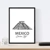 Nacnic plakatas meksika - chichen itza. lapai su miestų paminklais a3 formatas