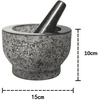 Natūralus nepoliruotas granito grūstuvas su piesta – 15 cm, 3,5kg svorio, unikalus raštas, lengvai valomas – idealiai tinka kaip dovana ir prieskoniams, žolelėms bei padažams ruošti
