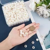 Nbeads 300 vnt. baltų abs dirbtinių perlų rinkinys, 11,8 x 9,5 mm didelės skylės plastikiniai imitaciniai perlai, apvalūs dirbtiniai perlai, laisvi rondelle tarpikliai, europietiški karoliukai papuošalų gamybai, skylė: 5,8 mm