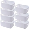 Ncrgb 7 baltos spalvos plastikinės dėžės su rankenomis 25 x 18 x 10 cm, vonios kambario virtuvės spintelės organizatorius, dėžė virtuvei, dėžės virtuvei, vonios kambariui