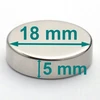 Neodimio magnetas 18x5 mm, apvalus, skirtas stiklinei lentai !! Rinkinys 15 vnt. !!