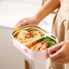 Nerūdijančio plieno 304 bento priešpiečių dėžutė su skyrių įdėklu, šilumos izoliacija, nepralaidi ir iliustracijų stiliaus – puikiai tinka studentams ir vaikams (skaidrus rožinis paukštis)