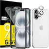 New'c grūdinto stiklo ekrano apsauga, skirta iphone 16 plus 6.7 colių (2 vnt.) ir 2 x kameros apsauga, skirta kameros apsaugai (2 vnt. pakuotė), atsparus įbrėžimams, itin patvarus 9h kietumo stiklas