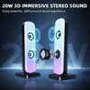 Njsj kompiuterio kolonėlės stacionariam kompiuteriui, 20w Hi-fi stereo žaidimų kolonėlės su bluetooth ir 3,5 mm Aux-in prievadu, valdomos Rgb lemputės, Ac adapterio Pc kolonėlė nešiojamam kompiuteriui, monitoriams