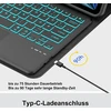 Occtingkind, bluetooth klaviatūra, skirta ipad/android planšetiniams kompiuteriams, vokiškas qwertz išdėstymas, 12 colių belaidė klaviatūra, apšvietimas, kelių lietimų valdymo blokas, skirta ipad/samsng tab/lenovo, juoda