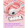 Ohaanyy Belaidės ausinės vaikams, Bluetooth ausinės vienaragis sulankstomos, mergaitėms su laidu ir mikrofonu ausinės vaikams su Led šviesa stereo ausinės mobiliesiems telefonams/planšetiniams Kompiuteriams/pc (baltos)