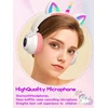 Ohaanyy Belaidės ausinės vaikams, Bluetooth ausinės vienaragis sulankstomos, mergaitėms su laidu ir mikrofonu ausinės vaikams su Led šviesa stereo ausinės mobiliesiems telefonams/planšetiniams Kompiuteriams/pc (baltos)