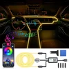 Omeco Usb aplinkos apšvietimas automobiliui Led vidaus apšvietimas 4 m 5050 Rgb su programėle ir valdikliu 5 V Led juosta vidaus apšvietimas atmosfera šviesa vandeniui atspari muzikos šviesos juosta valdoma Led juosta neonas