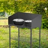 Onlyfire stalas olandų orkaitei 76 x 41 cm, lauko kepsninės vežimėlio stalas su apsauga nuo vėjo, lentyna ugnies puodui, kepimo indui ir kepsninės priedams
