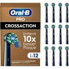 Oral-b Pro Crossaction elektrinių dantų šepetėlių galvutės, skirtos puikiam dantų valymui, X formos šereliai, originalus dantų šepetėlio priedas, Oral-b dantų šepetėliai, pakuotė pašto dėžutei, 12 vnt., juodos spalvos