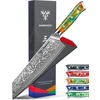 Sanmuzuo Kiritsuke Damasko peilis, 22 cm šefo peilis, Xuan serija, Vg10 Damasko plieno virtuvinis peilis, dervos rankena (fantastic Oranžinis)