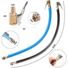 Padangų pripūtimo žarna 36,5 cm ilgio su 2 x 8 mm schrader ventilio svirties jungtimi, oro griebtuvu, padangų pripūtimo žarnos ventilio prailginimo adapteriu, motociklo dviračio automobilio ventilio kištuko ventilio jungties žarnomis
