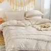 Patalynės komplektas Freyamy boho antklodės užvalkalas 220 x 240 cm + 2 pagalvių užvalkalai 65 x 65 cm fringe beige bohemiška patalynė dvigulei lovai suaugusioms mergaitėms antklodės užvalkalas pagamintas iš 100% mikropluošto, skalbtas su užtrauktuku