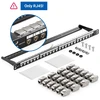 Patch Panel Cat 6a 24 prievadai 10 Gbit/s 19" 0.5u su Rj45 moduliais