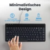 Perixx 10761 Periboard-409 H, mini klaviatūra su 2 x Usb šakotuvais, 1,80 m kabelis su Usb jungtimi, pianino lakas, Qwertz De išdėstymas, juoda