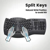 Perixx Periboard-612 belaidė ergonomiška padalinta klaviatūra su dvigubu režimu 2.4g ir „bluetooth“ funkcija, suderinama su „windows 10“ ir „mac Os X“ sistema, juoda, Qwerty Us išdėstymas