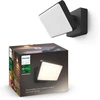 Philips Hue Baltas Welcome prožektorius (2 600 lm), reguliuojamo ryškumo lauko sieninis šviestuvas, skirtas Hue apšvietimo sistemai su šilta ir šalta balta šviesa, išmanusis apšvietimo valdymas balsu ir programėle, juodas