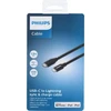 Philips - usb-a į lightning kabelis - dlc3106v/03 - iphone įkrovimo kabelis - 2 metrų kabelis - įkrovimas ir sinchronizavimas - juodas