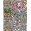 Pink Morris Rožinė Honeysuckle (william Morris) itin plonas užrašų knygutė kietu viršeliu be linijų: kietas viršelis, 120 gsm, juostelė-skirtukas, kišenėlė atminimams, elastinė juostelė, kraštų marginimas