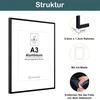 Plakatas Englory a3 nuotraukų rėmelis, metalinis aliuminio rinkinys iš 2 dalių su perspex priekiu, skirtas montuoti ant sienos, 29,7 x 42 cm, juodas paveikslų rėmelis sertifikatams, plakatų sienų dekoravimui