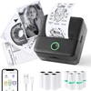 Praoahei mini spausdintuvas, nešiojamas nuotraukų spausdintuvas su 10 spausdinimo popieriaus ritinėlių, bluetooth etikečių spausdintuvas, terminis spausdintuvas užrašams, nuotraukoms, dienoraščiams, „pasidaryk pats“, suderinamas su ios ir android (juodas)