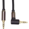 Premiumcord stereo hq jack kabelis 3.5 mm, jack kištukas 3.5 mm, stereo jack vyriškas į vyrišką 90°, aux ausinių garso jungties kabelis, ekranuotas, metalinė jungtis, m/m, ilgis 5 m