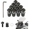 Priekinio stiklo varžtai, 10 vnt. motociklų priekinio stiklo tvirtinimo varžtų pakuotė, m5 x 16 mm motociklų priekinio stiklo varžtai, atsuktuvas, priekinio stiklo tvirtinimo varžtai (juodi)