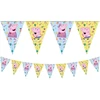 Procos 91104 Peppa Pig vėliavėlių girlianda, ilgis 230 cm, vėliavėlės dydis apie 17,5 x 25,5 cm, plastikinė girlianda, Peppa Pig vakarėlio dekoracija
