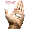 Proraje metalinės poveržlės M4 nerūdijantis plienas išorinis skersmuo 16mm | plokščia poveržlė itin plati M4 x 16mm | nerūdijantis plienas A2 (v2a/304) standartas Nfe 25513 Ll | medienai/metalui/veržlėms/varžtams