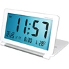 Pssopp Skaitmeninis kelioninis žadintuvas su data, temperatūra, snaudimo funkcija, naktine lempute ir Pu odos dangteliu. Kompaktiškas dizainas, didelis Lcd ekranas. Tinka keliautojams, puikiai tinka (baltas)