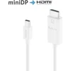 Purelink mini Displayport į High Speed Hdmi kabelis, 4k Ultra Hd 60hz, 18gb/s pralaidumas, paauksuoti kontaktai, 1,50m, baltas
