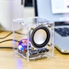 Kompiuterio kolonėlės Pzmyjb Bluetooth kolonėlės litavimo rinkinys „pasidaryk pats“ 3w mini Ht6872 garso stiprintuvas muzikos stereo su akrilo korpusu mirksinčiu Led praktišku elektroniniu vidaus lauko (skaidrus)