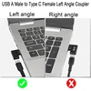 Qianrenon usb 3.1 į usb c 90° kampo adapteris 10 gbps usb a male į usb c female l formos kairiojo kampo jungties keitiklis, skirtas nešiojamojo kompiuterio planšetinio kompiuterio sieniniam įkrovikliui, 2 vienetai (kairiojo kampo šoninis lenkimas)