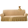 Qubjus tampri sofa užvalkalas, sofos uždangalai, skalbiamas baldų apsauga, sofos lovos užvalkalas su elastiniu pagrindu ir sijonu vaikams, naminiams gyvūnams (smėlio spalvos, didelis)