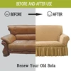 Qubjus tampri sofa užvalkalas, sofos uždangalai, skalbiamas baldų apsauga, sofos lovos užvalkalas su elastiniu pagrindu ir sijonu vaikams, naminiams gyvūnams (smėlio spalvos, didelis)