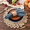 Rankšluostis Icosamro apvalūs pinti padėkliukai valgomojo stalui, 6 vnt., 28 cm mažos boho stiliaus padėkliukai, natūralus pintas ratanas, kaimiška pynimo lėkštė šventėms, padėkos dienai, sodybai, smėlio spalvos