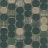 Rasch Tapetai 539752 iš Amazon Graphic Collection neaustinių tapetų su apskritimais alyvuogių žalios ir aukso spalvos ant pilkos/žalios spalvos fono su lengva struktūra - 10,05 m x 53 cm (ilgis x plotis) tapetai
