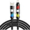 Raviad multi usb kabelis 4 viename universalus įkrovimo kabelis [2 m] 240 w usb greito įkrovimo kabelis su rgb led lempute usbc/usba į lightning, usbc/usba į usb c, skirtas iphone 16/15/14, galaxy 24/23, nešiojamam kompiuteriui