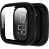 Rc-su Fitbit Versa 2 ekrano apsauga, kietas matinis Pc bamperis, pilno veido stiklo apsauginis dėklas, skirtas Fitbit Versa 2 išmaniajam laikrodžiui, juodas