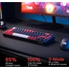 Redragon K631 Pro 65% belaidė Rgb žaidimų klaviatūra, 68 klavišų karštai keičiama kompaktiška mechaninė klaviatūra su karštai keičiamu Free-mod Pcb lizdu ir atskirais rodyklių klavišais, tylus raudonas linijinis jungiklis