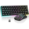 Redthunder K62 60% belaidė žaidimų pelė ir klaviatūra, Qwertz De išdėstymas, įkraunama kompaktiška žaidimų klaviatūra, itin lengva žaidimų pelė su korio struktūra, skirta Pc Mac Ps5 XBOX žaidėjams