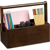 Relaxdays bambukinis rašiklių laikiklis, stalo organizatorius su rankena, biuro organizavimas, 4 skyriai rašikliams, tamsiai ruda, a x p x g: apie 20 x 25 x 11,5 cm, tamsiai ruda