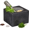 Relaxdays grūstuvas su piestele, granitas, poliruotas, prieskoniams ir žolelėms, 500 ml, akmeninis grūstuvas p x g: 14.5 x 14.5 cm, tamsiai pilkas