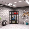 Relaxdays kampinis didelio apkrovimo lentynų blokas, galvanizuotas, apkrova iki 875 kg, 181 x 128 x 92 cm, 5 lentynos, įstatomos plieninės kampinės lentynos, juodos spalvos