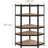 Relaxdays kampinis didelio apkrovimo lentynų blokas, galvanizuotas, apkrova iki 875 kg, 181 x 128 x 92 cm, 5 lentynos, įstatomos plieninės kampinės lentynos, juodos spalvos