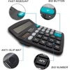 Renus Standartinis 12 skaitmenų stacionarus skaičiuotuvas su dvigubu maitinimu (saulės ir baterijos), juodas