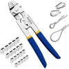 Replės vielinėms virvėms presuoti, Anxingtools kabelių antgaliai iki 2,2 mm su 200 aliuminio dvigubų įvorių presavimo kilpomis ir 20 nerūdijančio plieno antpirščių asortimentas
