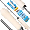 RICHMANN Apvalus dildė metalui, įpjovos profilis Nr. 1 su medine rankena, 150 mm