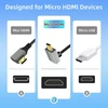 Riieyoca 8k Micro Hdmi į Hdmi adapterio kabelis, 90 laipsnių kampu aukštyn Micro Hdmi Male į Hdmi Male 8k@60hz 4k@120hz 48gbps didelės spartos Hdmi 2.1 jungties kabelis nešiojamam kompiuteriui, televizoriui (0.5m)